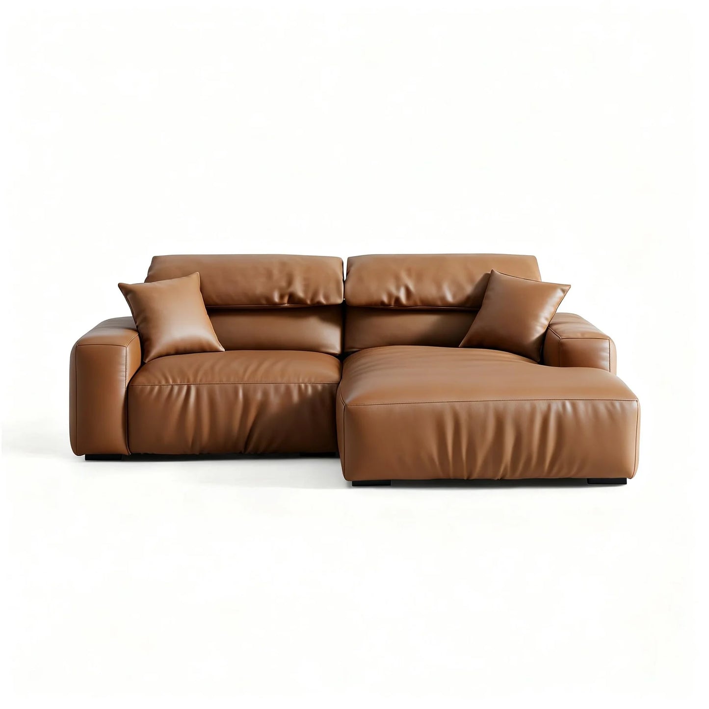 Chestnut Brown Leather Sectional