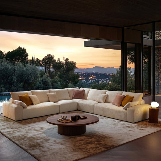 The Empress Beige Corner Sectional Sofa-Beige