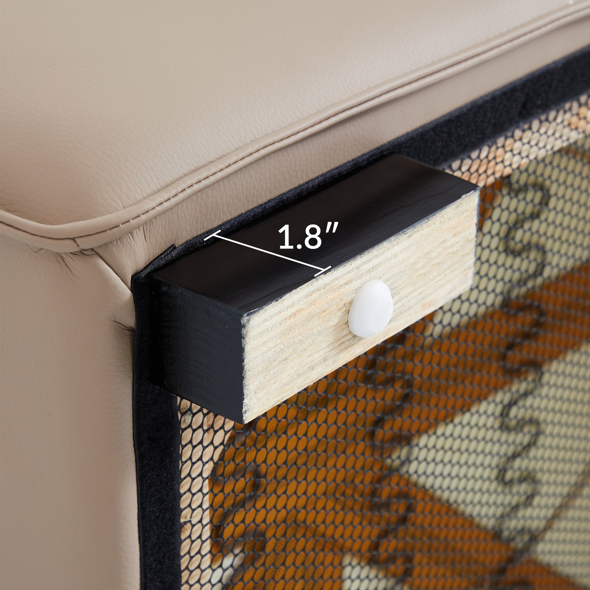 Domus Modular Black Leather Sofa-Khaki