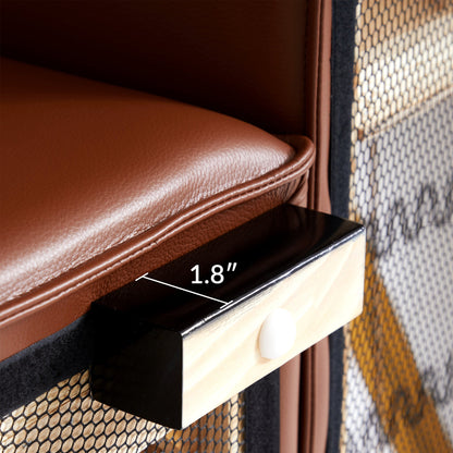 Domus Modular Black Leather Sofa-Brown