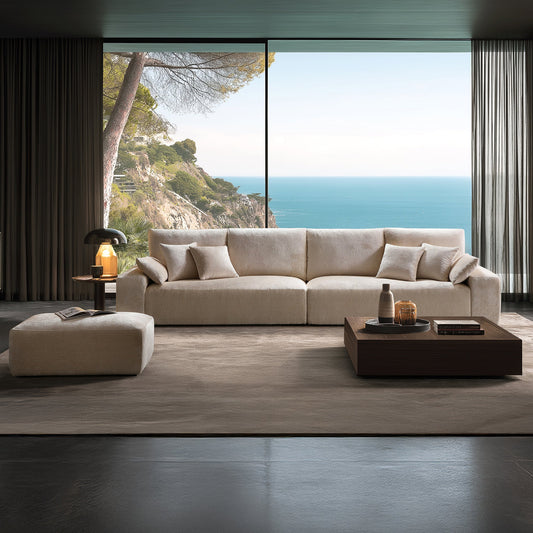 The Empress Beige Sofa and Ottoman-Beige