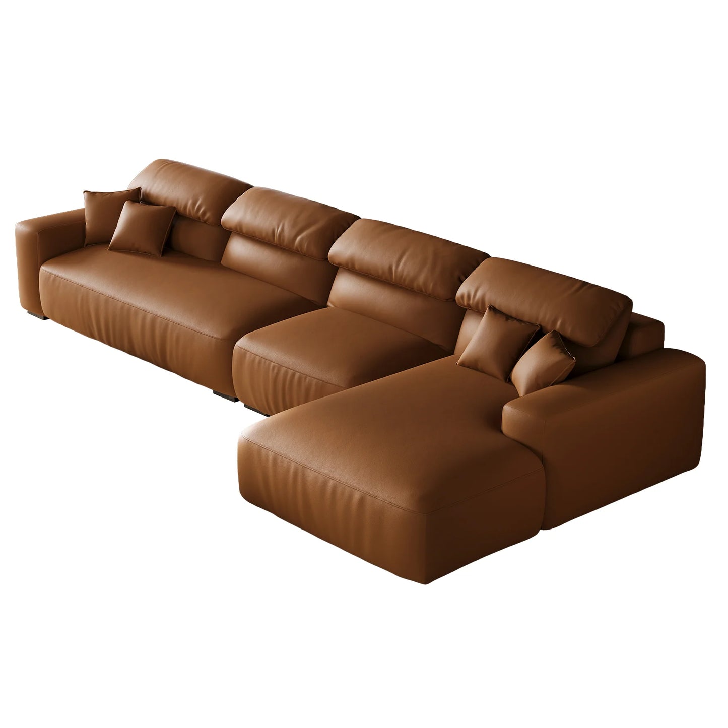 Chestnut Brown Leather Sectional