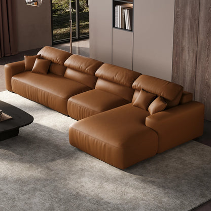 Chestnut Brown Leather Sectional