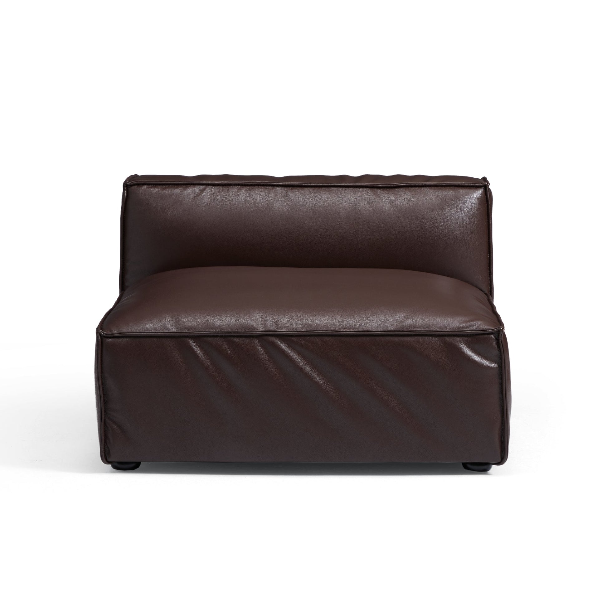 Luxury Minimalist Dark Brown Leather U Shaped Sectional-Dark Brown