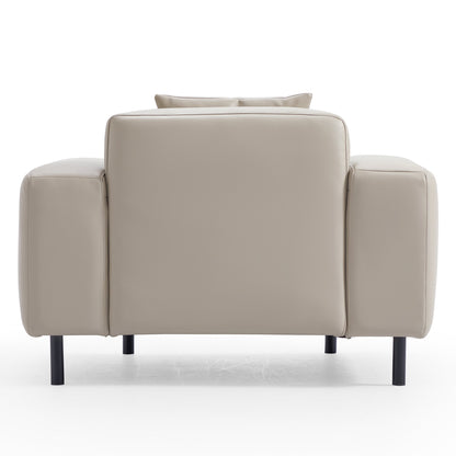 Noble Dark Gray Leather Armchair-Beige