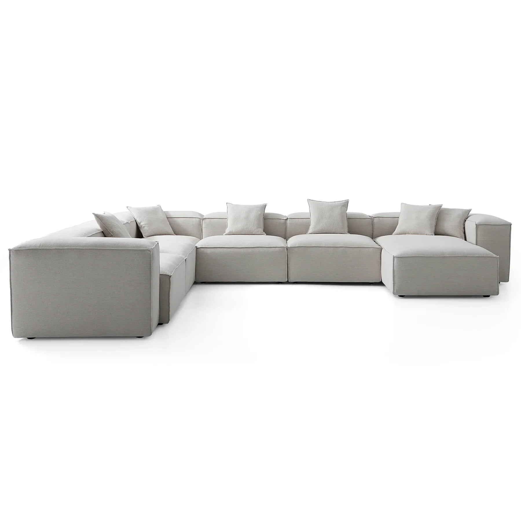 Freedom Modular Khaki U Shaped Sectional Sofa-Gray-177.2"-High