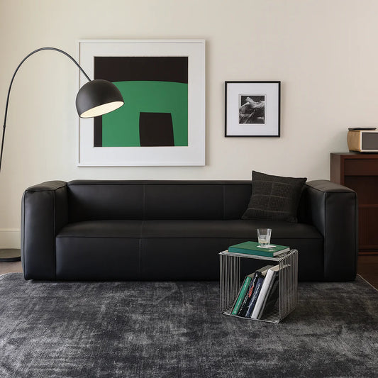 Brancaster Black Genuine Leather Tuxedo Sofa