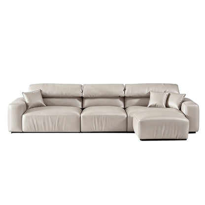 Chestnut Brown Leather Sofa and Ottoman
