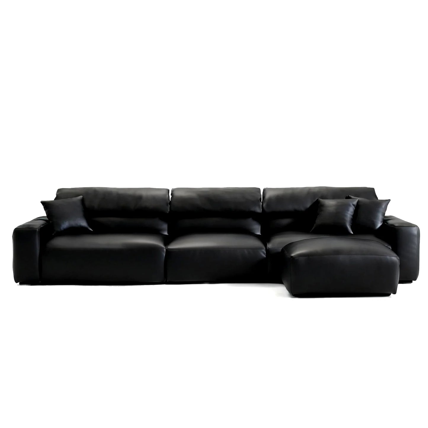 Chestnut Brown Leather Sofa and Ottoman