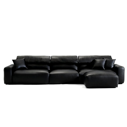 Chestnut Brown Leather Sofa and Ottoman
