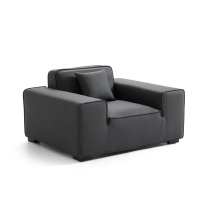 Domus Modular Black Leather Sofa Set-Dark Gray