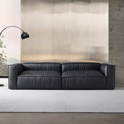 Luxury Minimalist Black Leather Daybed Sofa-Black