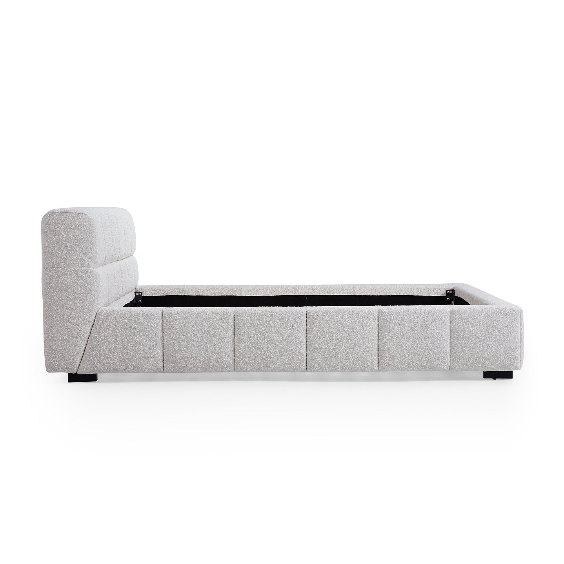 Cushy Boucle Fabric Bed-White
