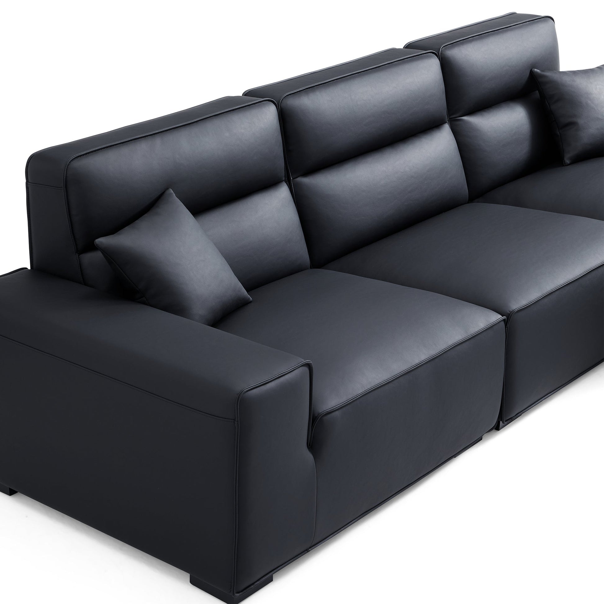 Domus High Back Modular Leather Sofa-Black
