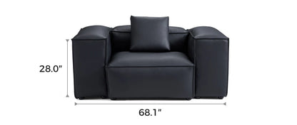 Cube Modular Black Genuine Leather Armchair