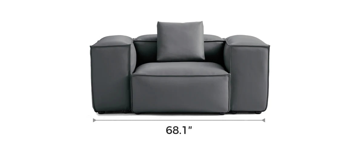 Cube Modular Dark Gray Genuine Leather Armchair