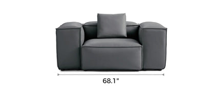 Cube Modular Dark Gray Genuine Leather Armchair