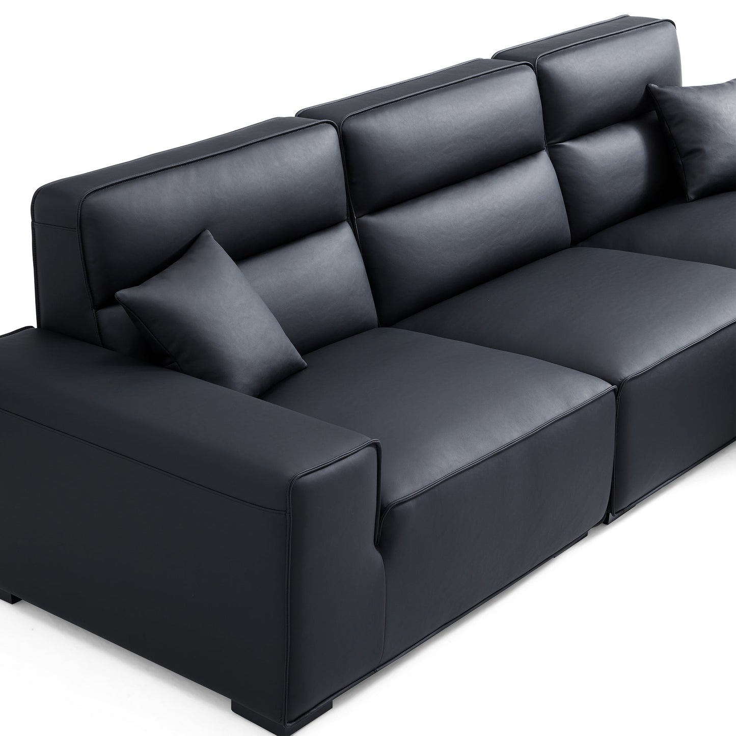 Domus High Back Modular Leather Sofa-Black