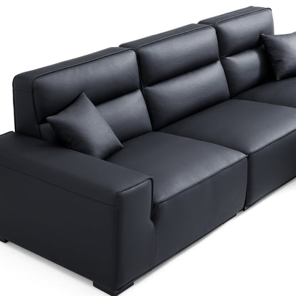 Domus High Back Modular Leather Sofa-Black