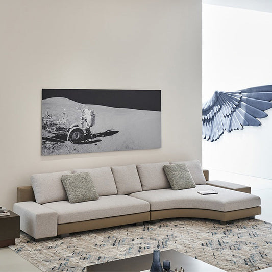 Arles Curved Gray Fabric Sectional-Gray