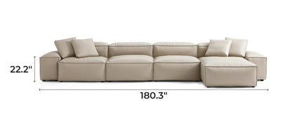 Cube Modular Beige Genuine Leather Sectional