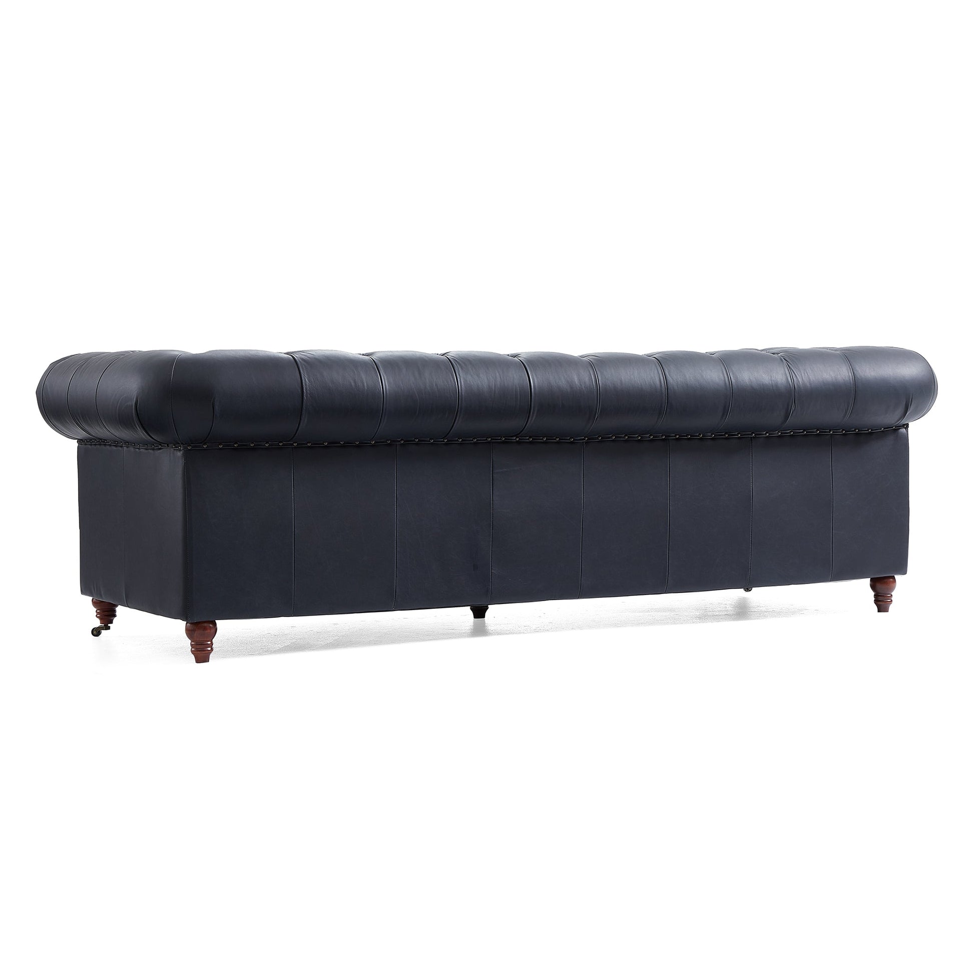 Durango Chesterfield Top Grain Leather Tufted Sofa-Black