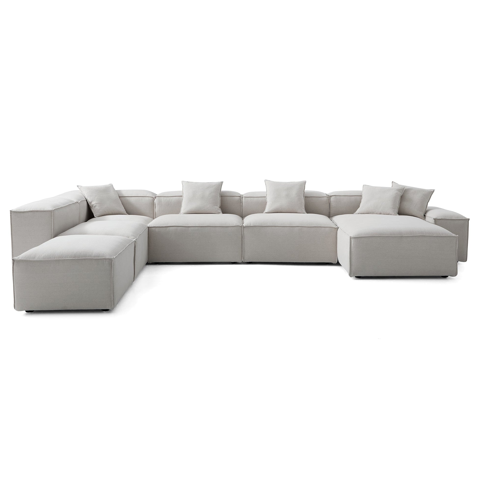 Freedom Modular Gray Open End Sectional Sofa-Gray-177.2"-Low