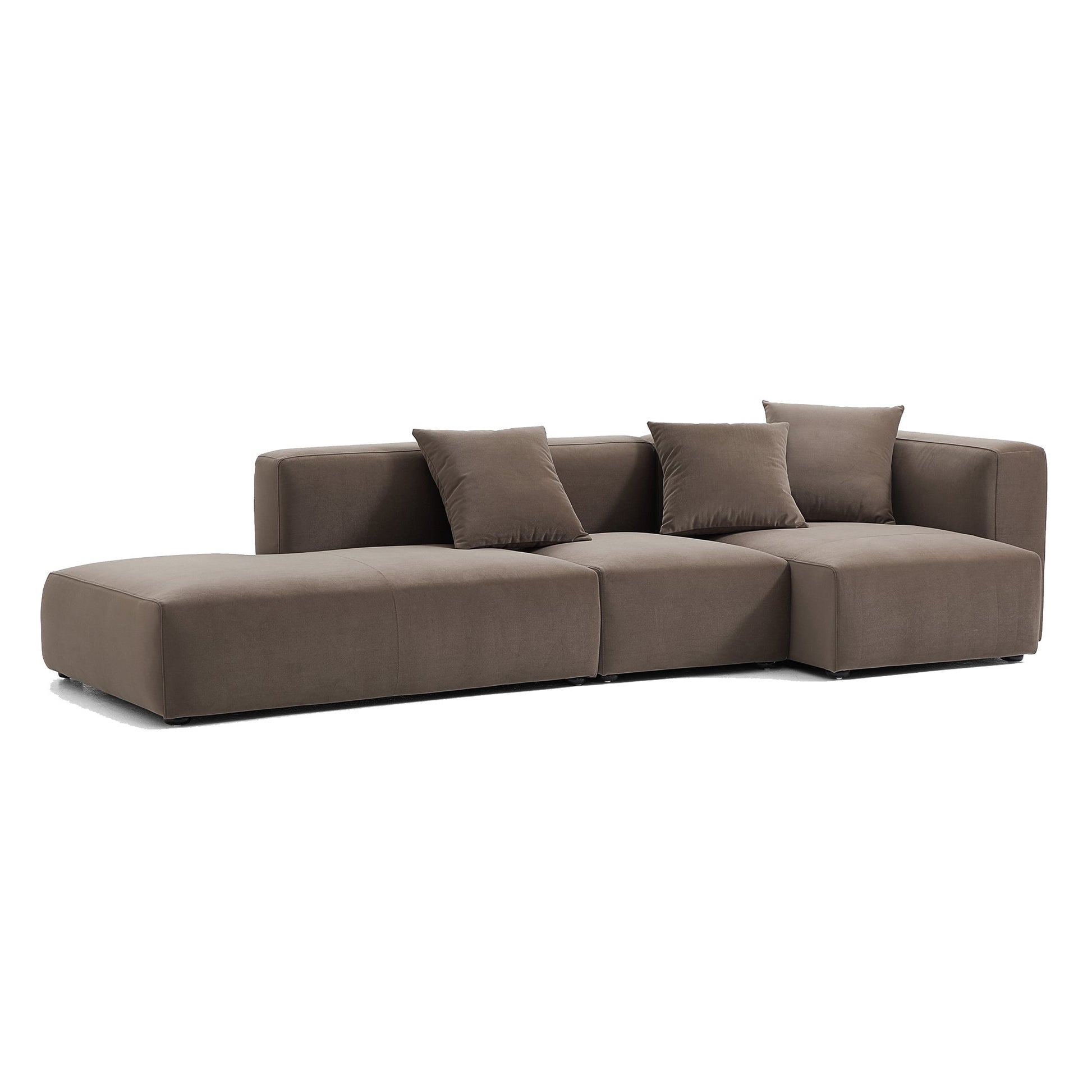 Geometry Minimalist Sectional-Brown-124.0"-Facing Right