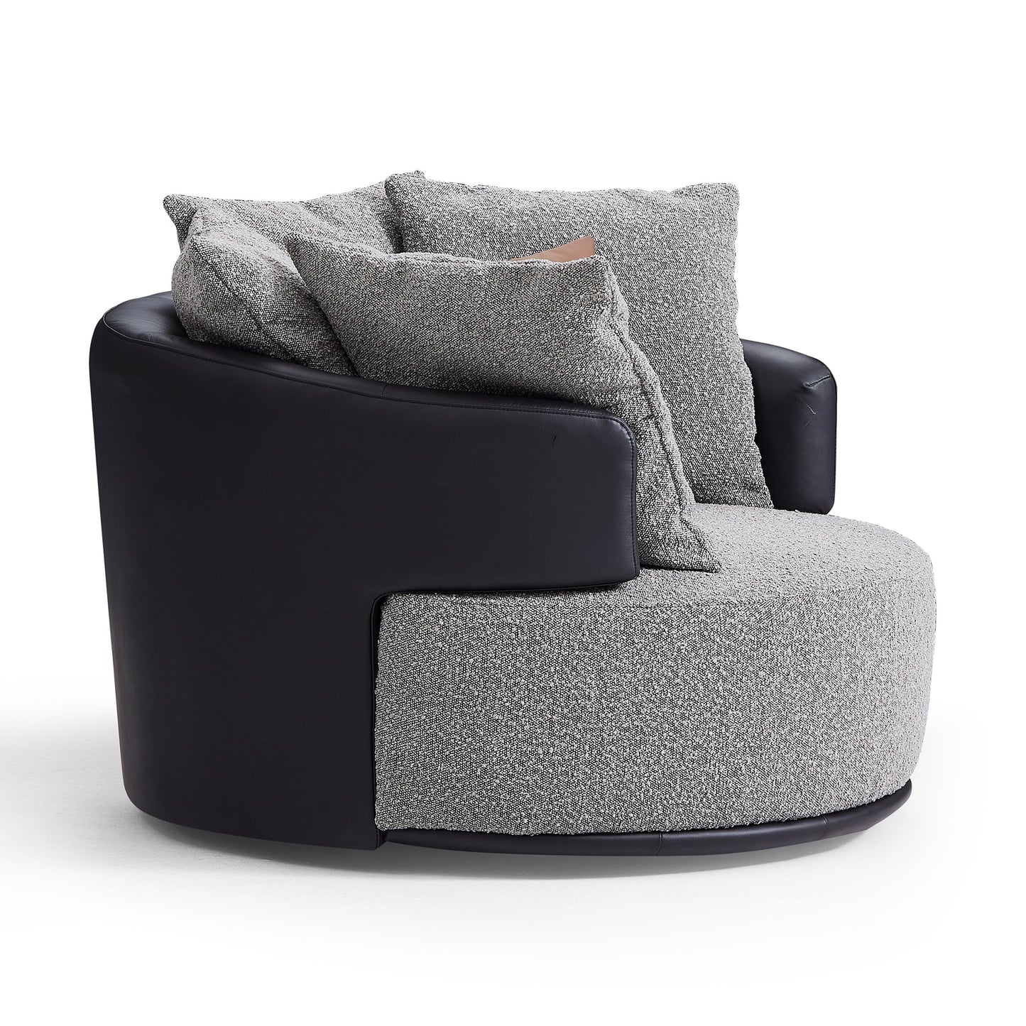 Luna Swivel Light Gray Boucle Fabric Lounge Chair-Gray