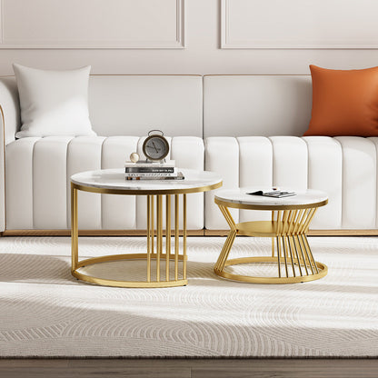 Eden Common Modern Round Nesting 2 Tier Coffee Table