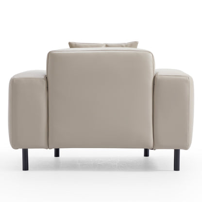 Noble Beige Leather Armchair-Beige