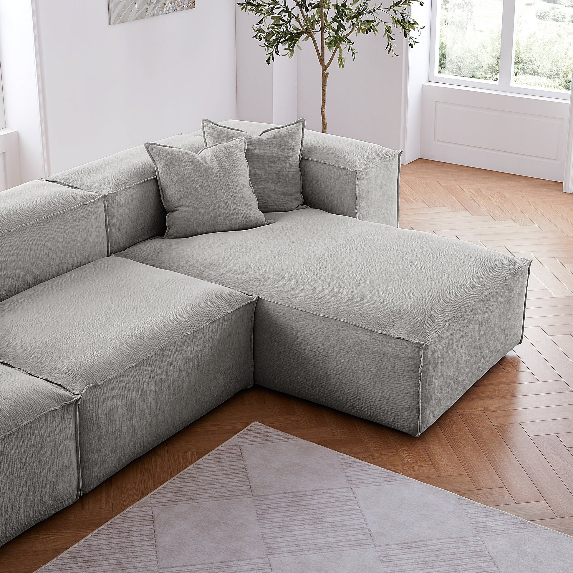 Freedom Modular Khaki Sectional Sofa-Gray