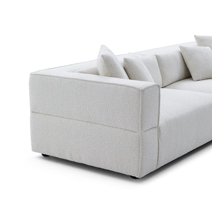 Nordic Modern Creamy Sofa with Ottoman-White
