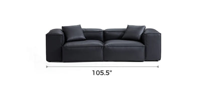 Cube Modular Black Genuine Leather Sofa