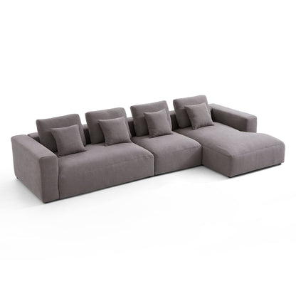 Nathan Modular Dark Gray Natural Linen Sectional Sofa-Dark Gray-151.0"-Facing Right