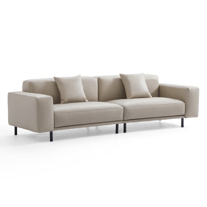 Noble Dark Gray Leather Sofa-Beige-111.0"