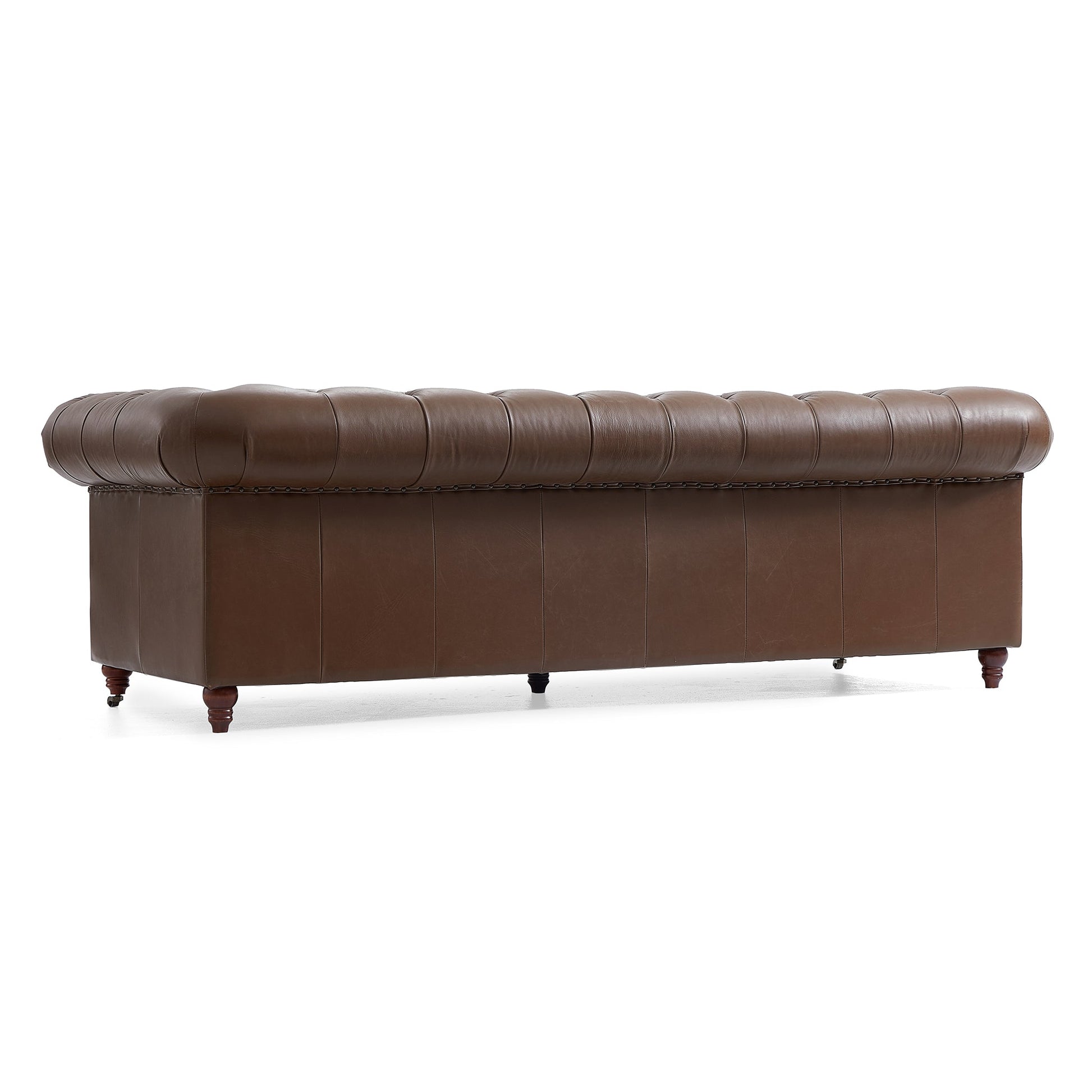Durango Chesterfield Brown Top Grain Leather Tufted Sofa-Brown
