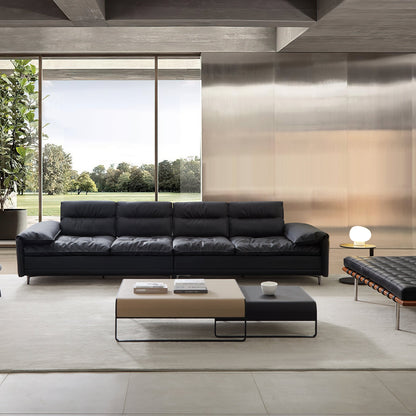 Lewis Black Leather Sailboat Sofa-Black