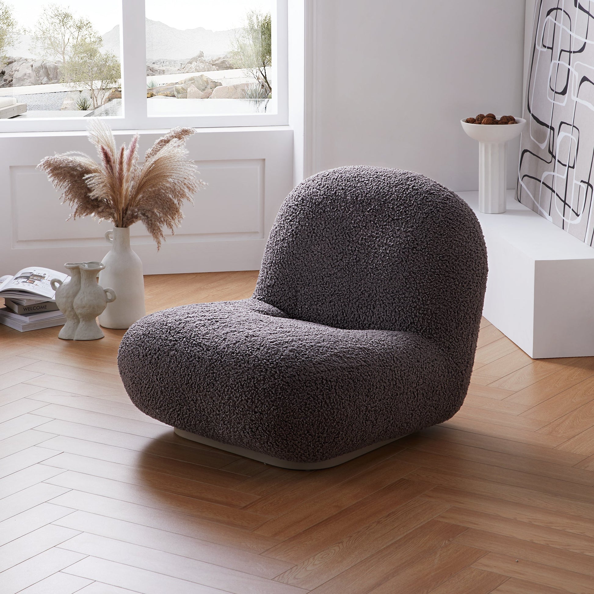 Puff Gray Accent Chair-Gray