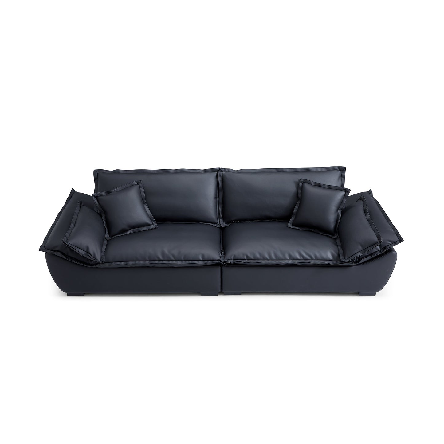 Casper Sailboat Leather Sofa-Black