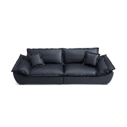 Casper Sailboat Leather Sofa-Black