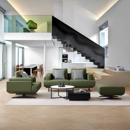 Olivia Green Top Grain Genuine Leather Sofa Set-Green