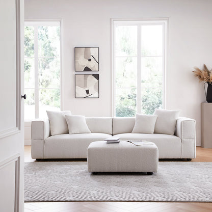 Nordic Modern Gray Sofa with Ottoman-White