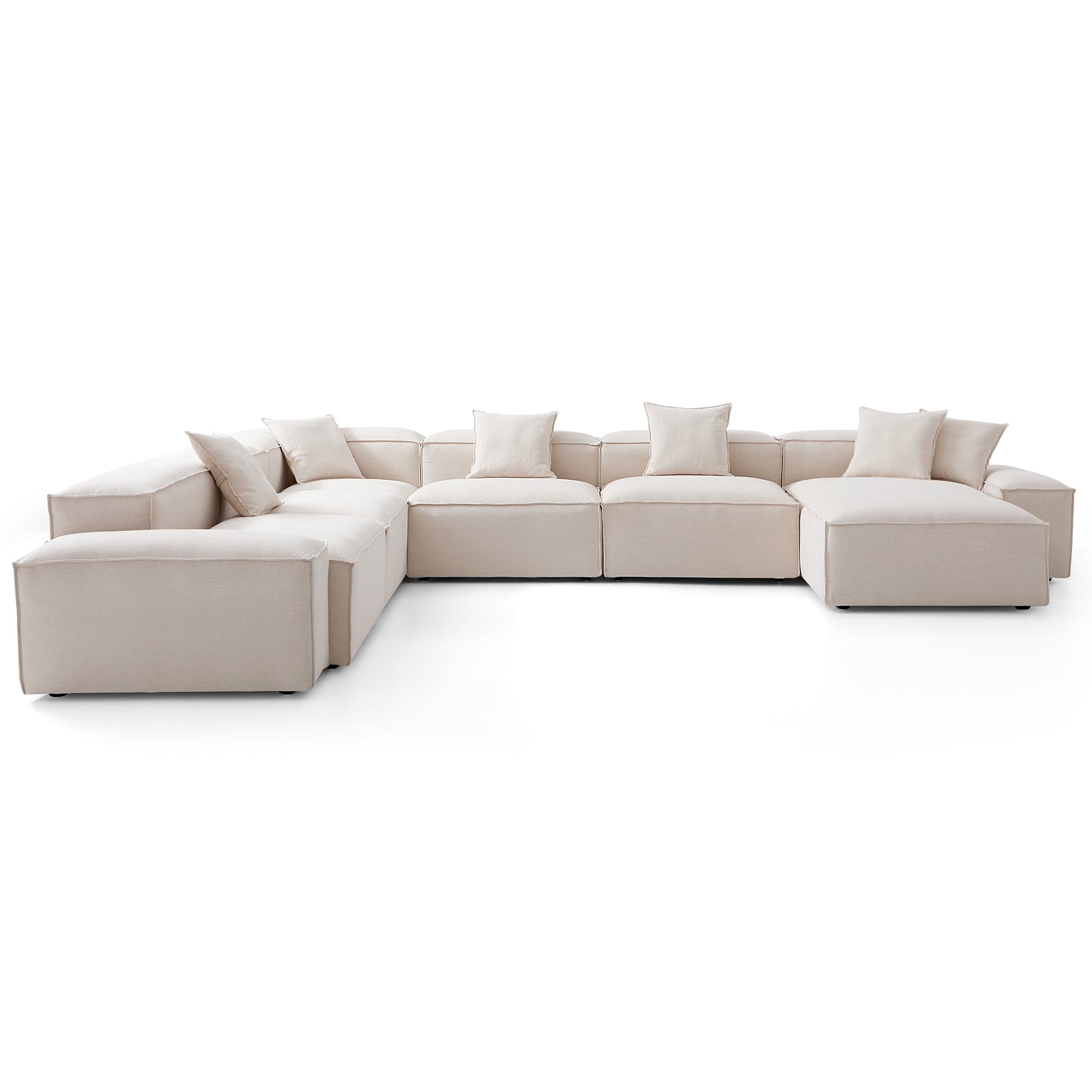 Freedom Modular Khaki U Shaped Sectional Sofa-Khaki-177.2"-Low
