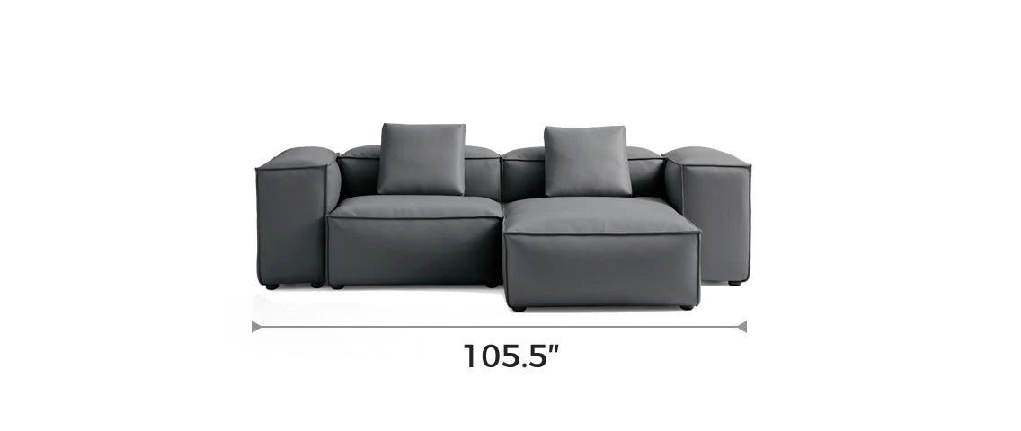 Cube Modular Dark Gray Genuine Leather Double-Sided Sectional