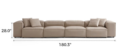 Cube Modular Khaki Genuine Leather Sofa