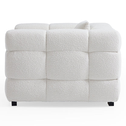 Cushy Cream Boucle Fabric Tufted Sofa Set-White