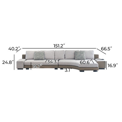 Arles Curved Gray Fabric Sectional-Gray-Facing Right-151.2″
