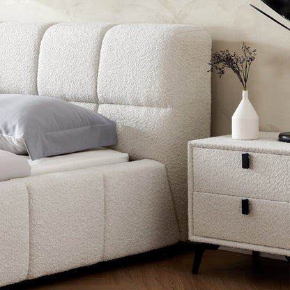 Cushy Boucle Fabric Bed-White