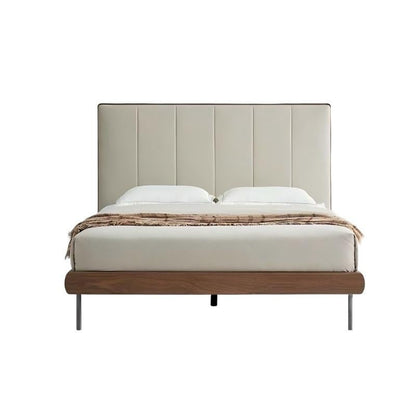Muffin Edge Leather Bed-Brown-Queen